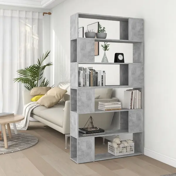 Gossi biblioteca/separator camera, gri beton, 100x24x188 cm