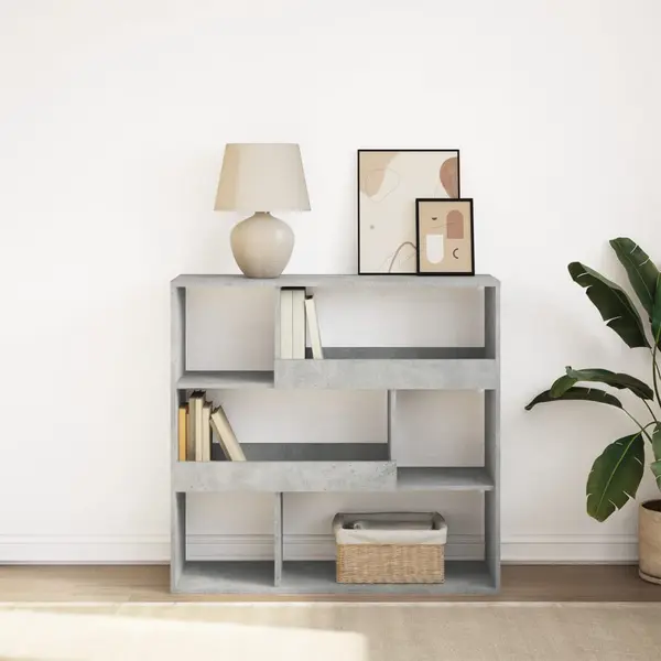 Gossi biblioteca/separator camera, gri beton, 100x33x94,5 cm