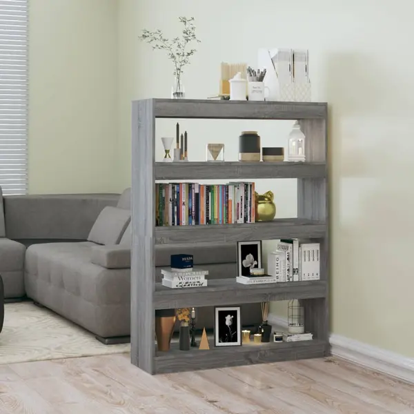 Gossi biblioteca/separator camera, gri sonoma, 100x30x135 cm