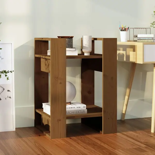 Gossi biblioteca/separator camera, maro miere, 41x35x57 cm lemn pin