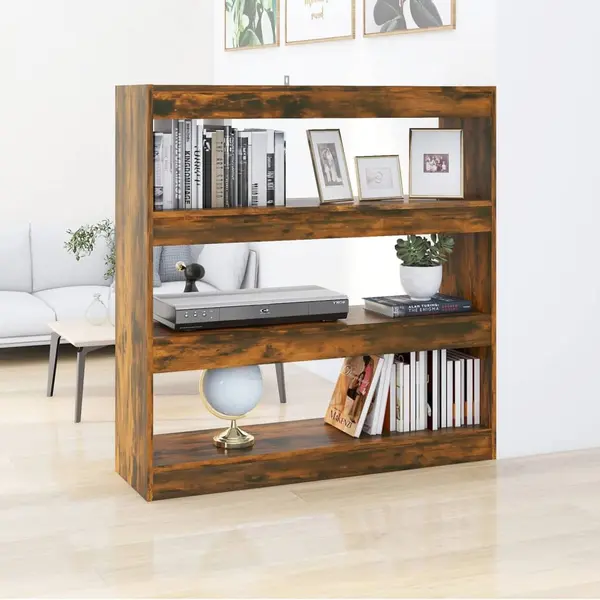 Gossi biblioteca/separator camera, stejar fumuriu, 100x30x103 cm
