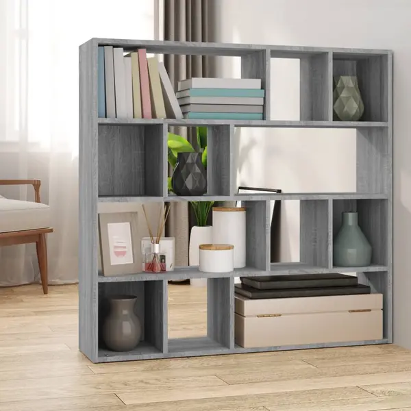 Gossi biblioteca/separator de camera, gri sonoma, 105x24x102 cm