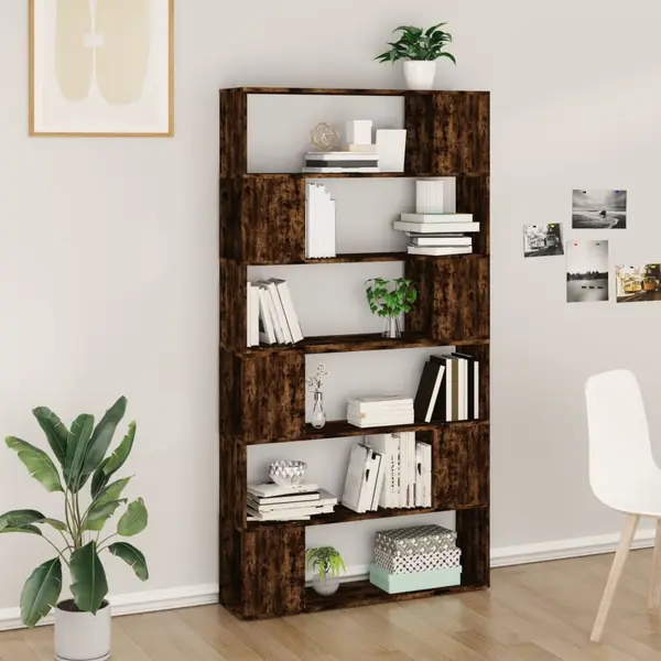 Gossi biblioteca/separator de camera, stejar afumat, 100x24x188 cm