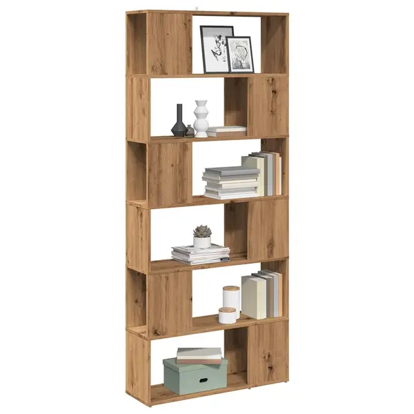 Gossi biblioteca/separator de camera, stejar artizanal, 80x24x186 cm