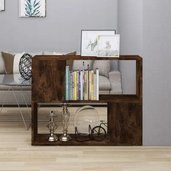 Gossi biblioteca/separator de camera, stejar fumuriu, 80x24x63 cm