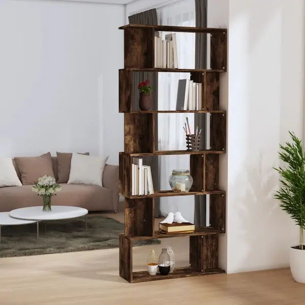 Gossi biblioteca/separator stejar fumuriu 80x24x192 cm lemn prelucrat