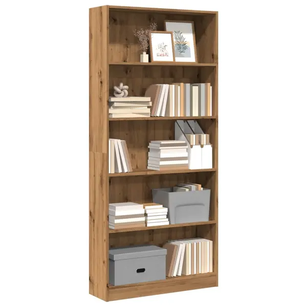 Gossi biblioteca, stejar artizanal, 80x24x176 cm, lemn prelucrat