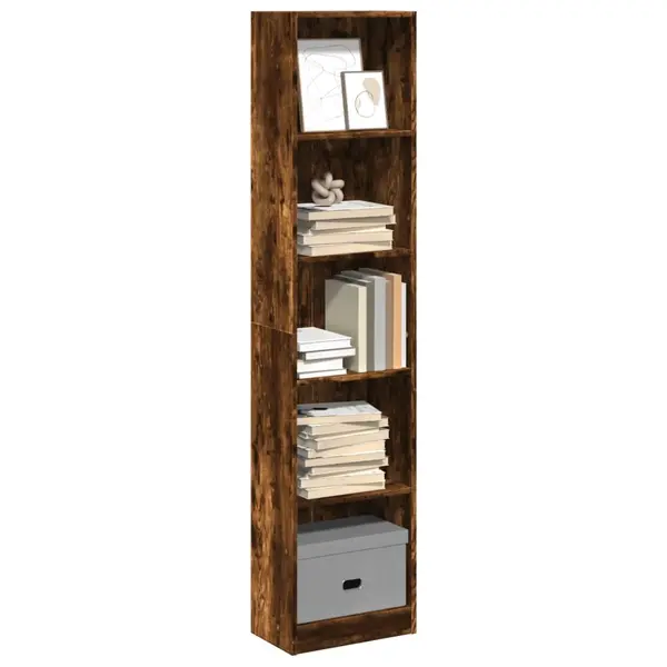 Gossi biblioteca, stejar fumuriu, 40x24x176 cm, lemn prelucrat