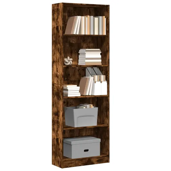 Gossi biblioteca, stejar fumuriu, 60x24x176 cm, lemn prelucrat