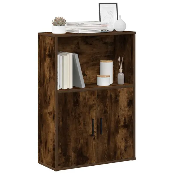 Gossi biblioteca, stejar fumuriu, 60x24x85 cm, lemn prelucrat