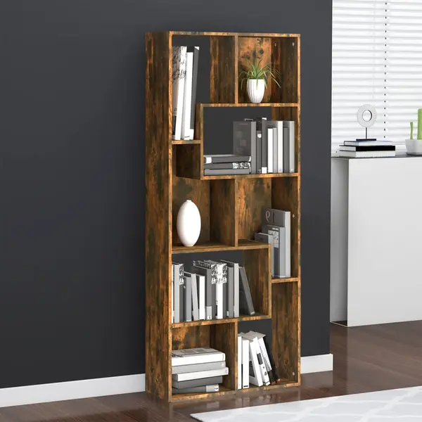 Gossi biblioteca, stejar fumuriu, 67x24x161 cm, lemn prelucrat