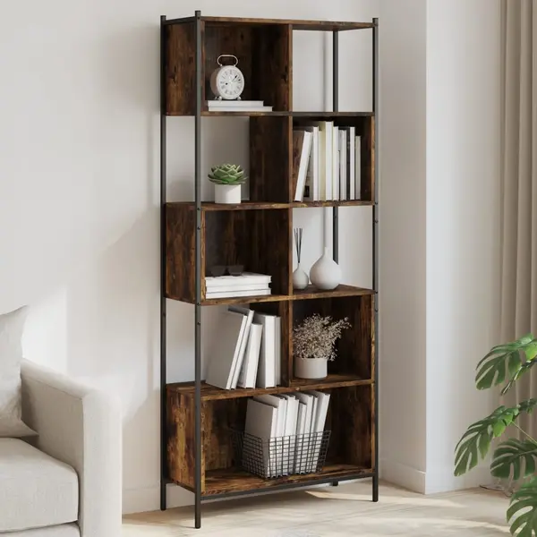 Gossi biblioteca, stejar fumuriu, 72x28x172 cm, lemn prelucrat