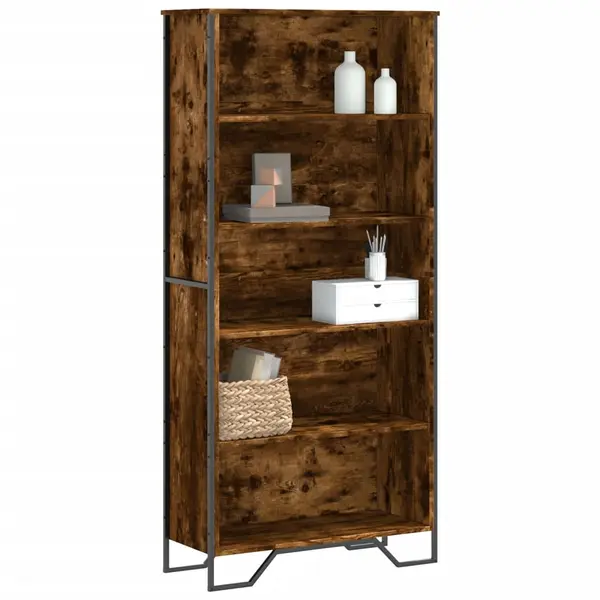 Gossi biblioteca, stejar fumuriu, 80x31x169 cm, lemn prelucrat