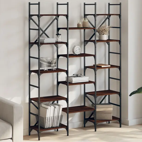 Gossi biblioteca, stejar maro, 127,5x28,5x172,5 cm, lemn prelucrat