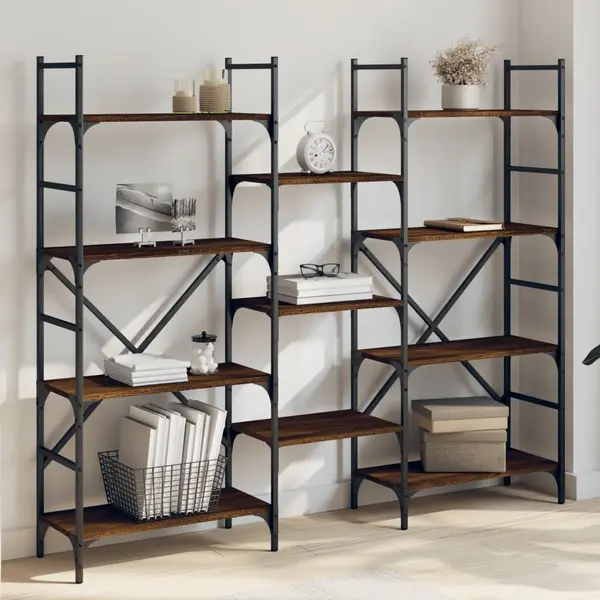 Gossi biblioteca, stejar maro, 160x28,5x136,5 cm, lemn prelucrat