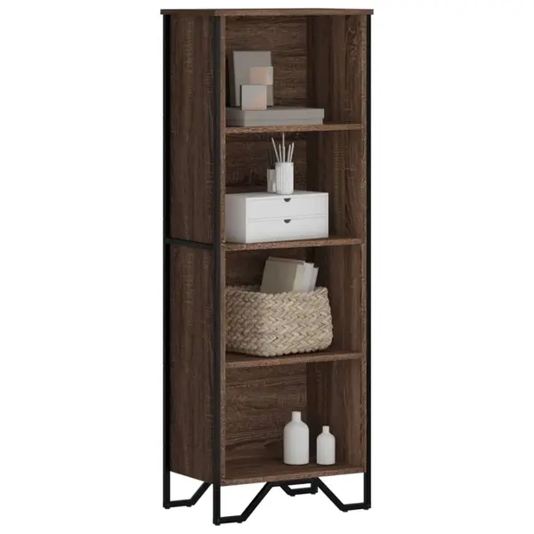 Gossi biblioteca, stejar maro, 50x31x137,5 cm, lemn prelucrat