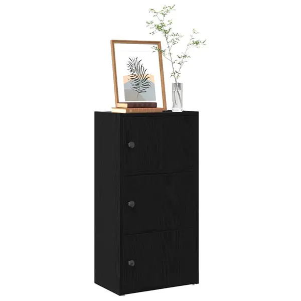 Gossi biblioteca stejar negru 40x24x77 cm lemn prelucrat