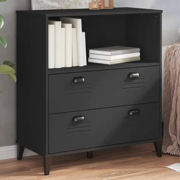 Gossi biblioteca „viken”, negru, 80x40x90 cm, lemn prelucrat