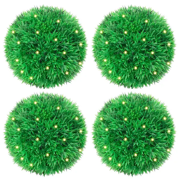Gossi bile artificiale din lemn de cimis cu lumini led 4 buc verde