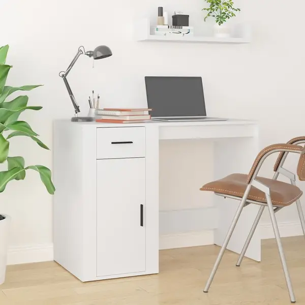 Gossi birou, alb, 100x49x75 cm, lemn prelucrat