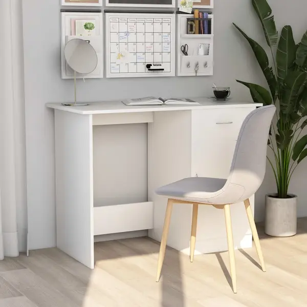 Gossi birou, alb, 100x50x76 cm, lemn prelucrat