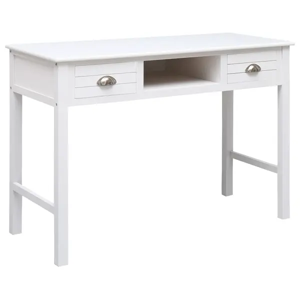 Gossi birou, alb, 108x45x76 cm, lemn masiv de paulownia