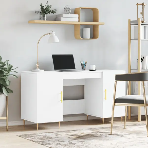 Gossi birou, alb, 140x50x75 cm, lemn compozit