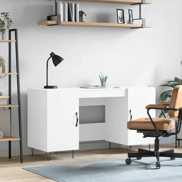 Gossi birou, alb, 140x50x75 cm, lemn compozit