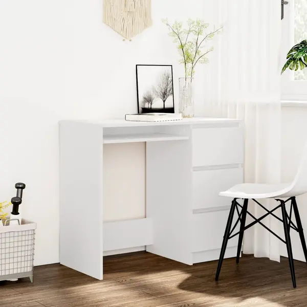 Gossi birou, alb, 90x45x76 cm, lemn prelucrat