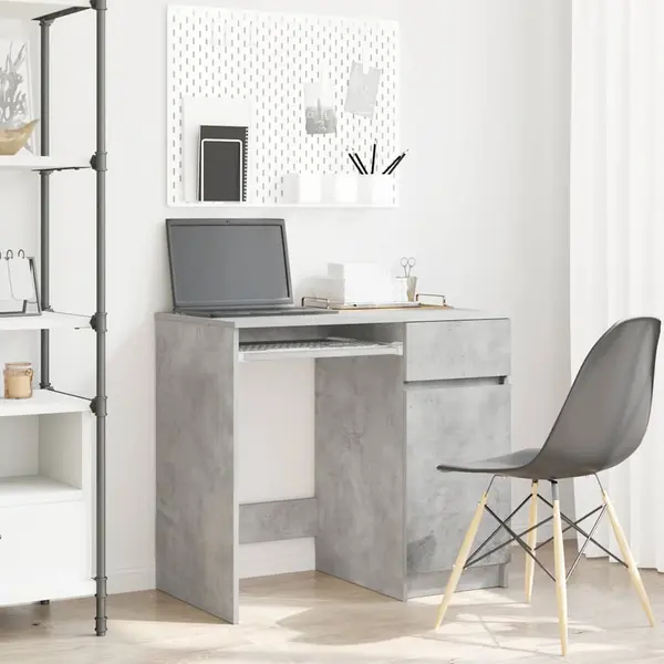 Gossi birou beton gri 86x49x76 cm lemn prelucrat