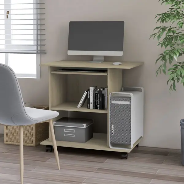 Gossi birou computer, stejar sonoma, 80x50x75 cm, lemn prelucrat