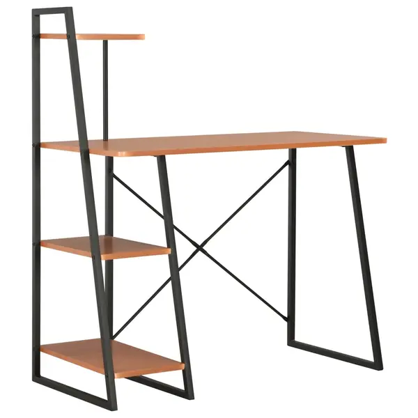 Gossi birou cu rafturi, negru si maro, 102 x 50 x 117 cm