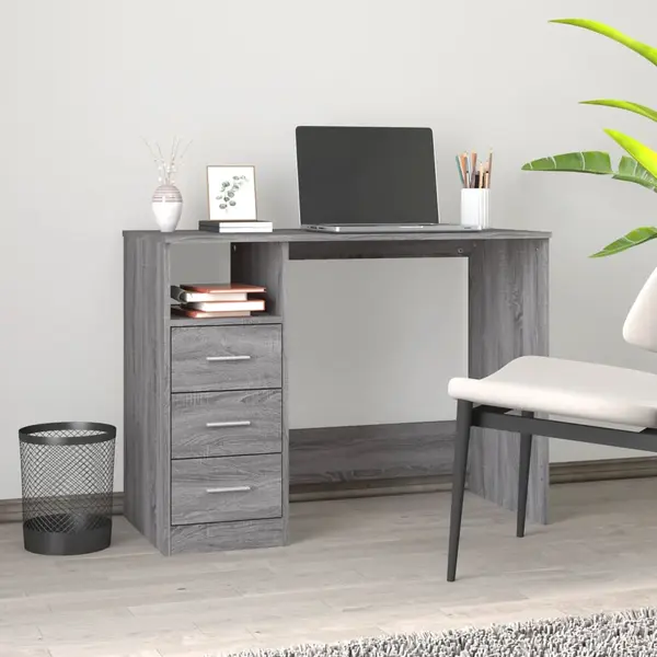 Gossi birou cu sertare gri sonoma 102x50x76 cm lemn prelucrat