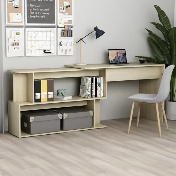 Gossi birou de colt, stejar sonoma, 200x50x76 cm, lemn prelucrat