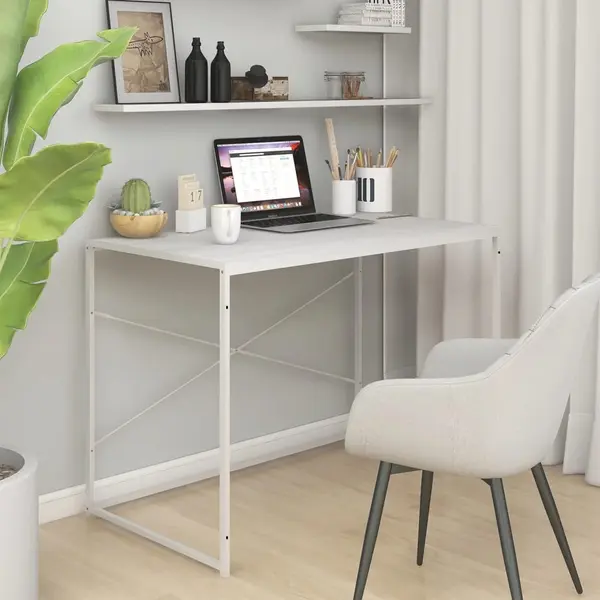 Gossi birou de computer, alb, 110x60x70 cm, lemn prelucrat
