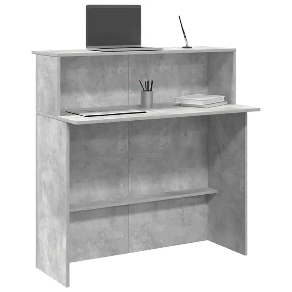 Gossi birou de receptie gri beton 100x50x103,5 cm lemn prelucrat