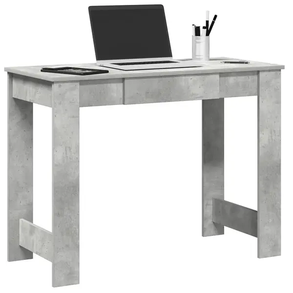 Gossi birou, gri beton,100x45x75 cm, lemn compozit