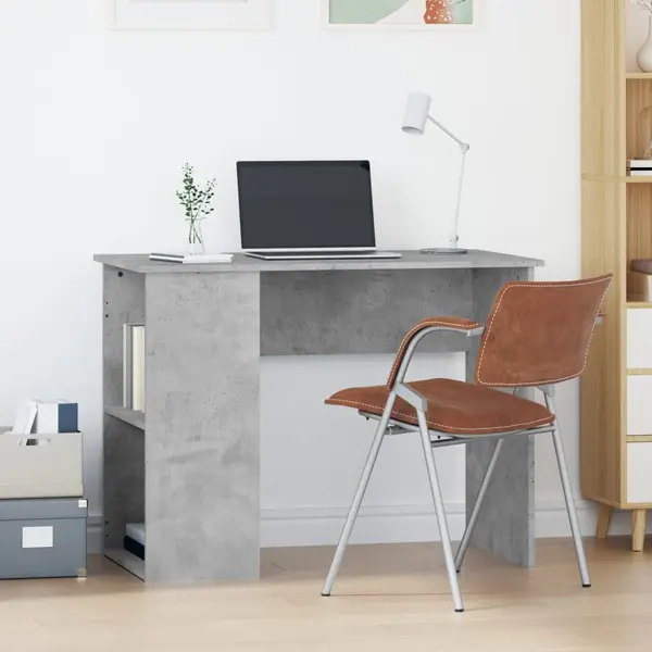 Gossi birou, gri beton, 100x55x75 cm, lemn prelucrat