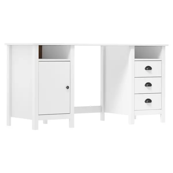 Gossi birou hill, alb, 150x50x74 cm, lemn masiv de pin