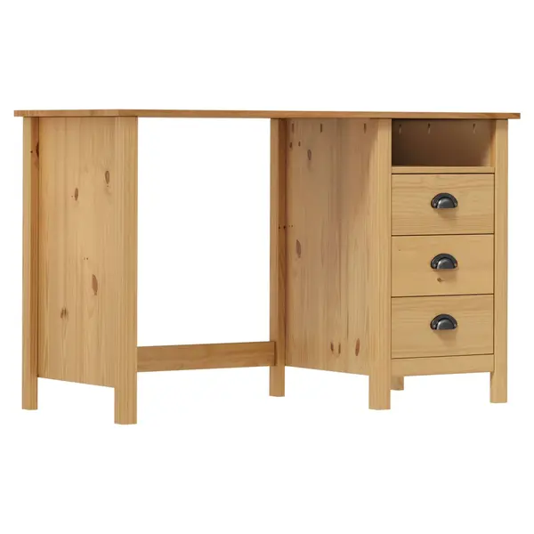 Gossi birou hill cu 3 sertare, 120x50x74 cm, lemn masiv de pin