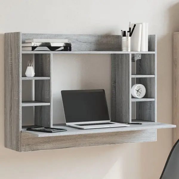 Gossi birou montat pe perete sonoma gri 105x48x75cm lemn prelucrat