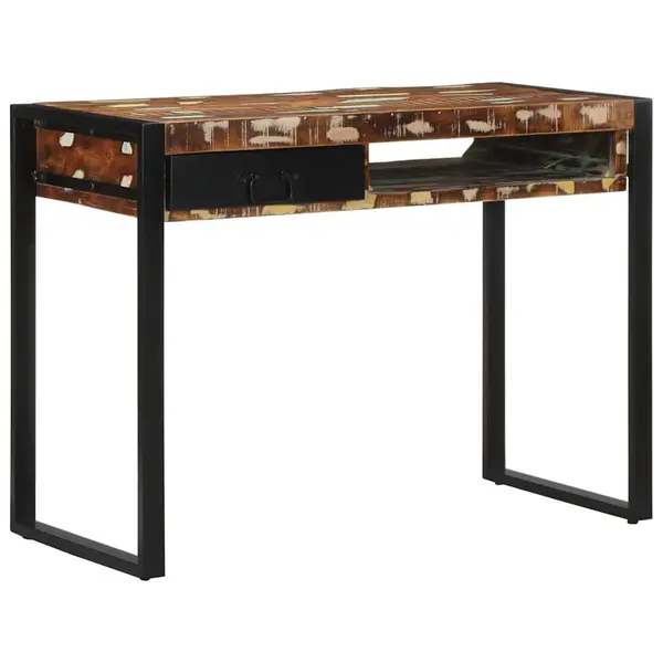 Gossi birou multicolor 100x50x75 cm lemn masiv recuperat