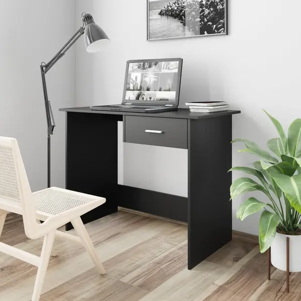 Gossi birou, negru, 100x50x76 cm, lemn prelucrat