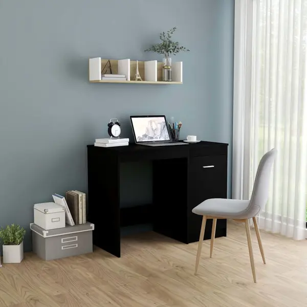 Gossi birou, negru, 100x50x76 cm, lemn prelucrat