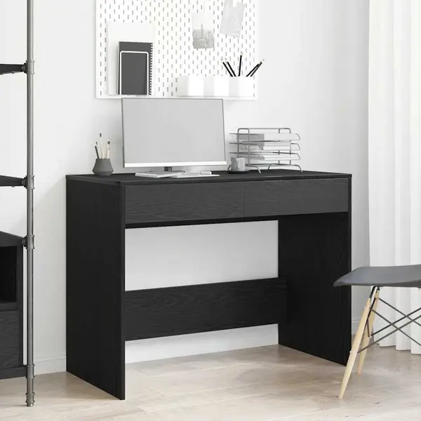 Gossi birou stejar negru 101x50x76,5 cm lemn prelucrat