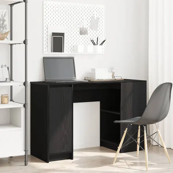 Gossi birou stejar negru 120x42x76 cm lemn prelucrat