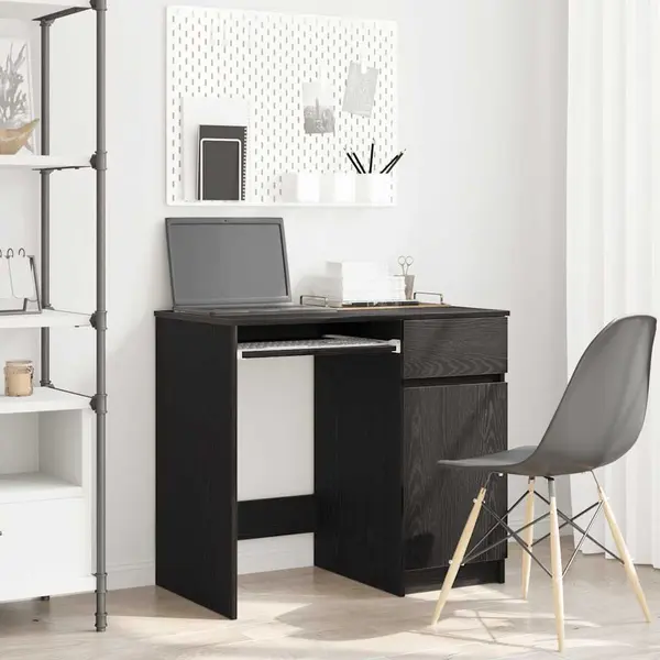 Gossi birou stejar negru 86x49x76 cm lemn prelucrat