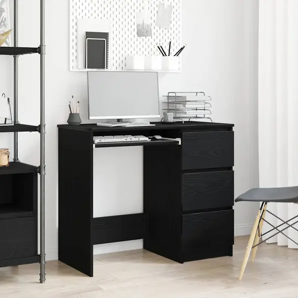 Gossi birou stejar negru 90x45x76 cm lemn prelucrat