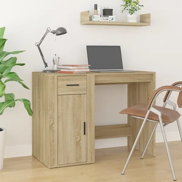 Gossi birou, stejar sonoma, 100x49x75 cm, lemn prelucrat