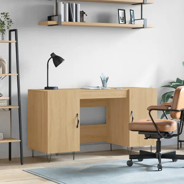 Gossi birou, stejar sonoma, 140x50x75 cm, lemn compozit